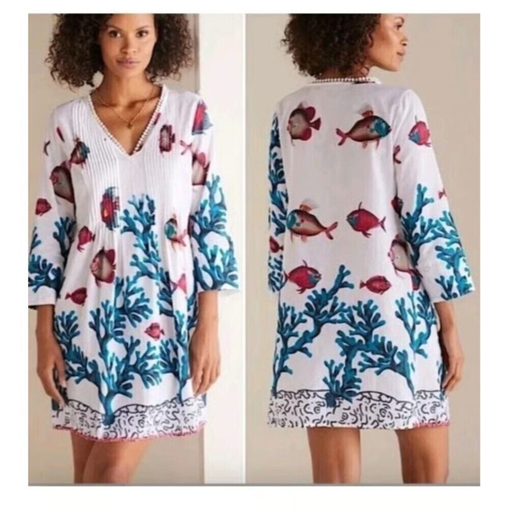 Women's Soft Surroundings Coral Reef Fish Seychelles Tunic/Dress/Cover-Up PXS